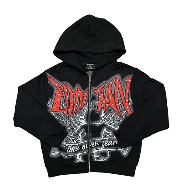 Cream Graphic Print Hooded Sweatshirt
