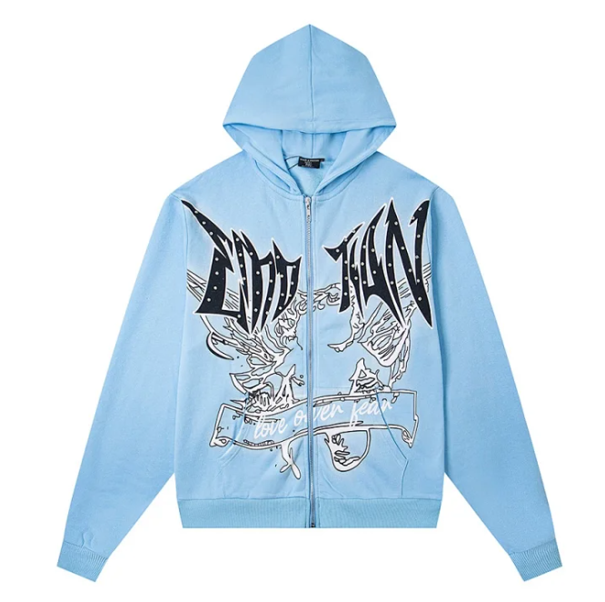 Cream Graphic Print Hooded Sweatshirt