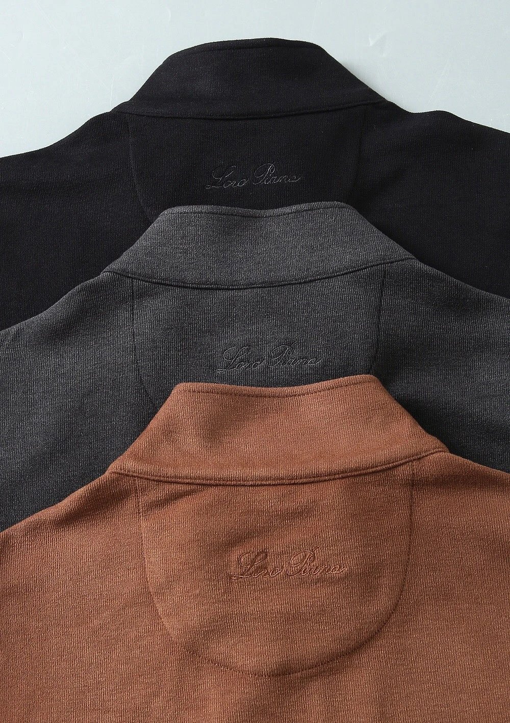 Loro Piana XY601 Black Gray Brown Half-Zip Pullover