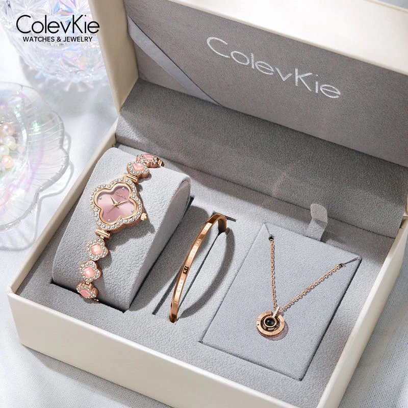 ColevKie Four Leaf Pink Jewelry Set