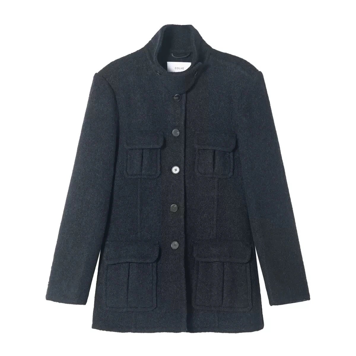 Wool Blend Field Coat Olive Green Military Style