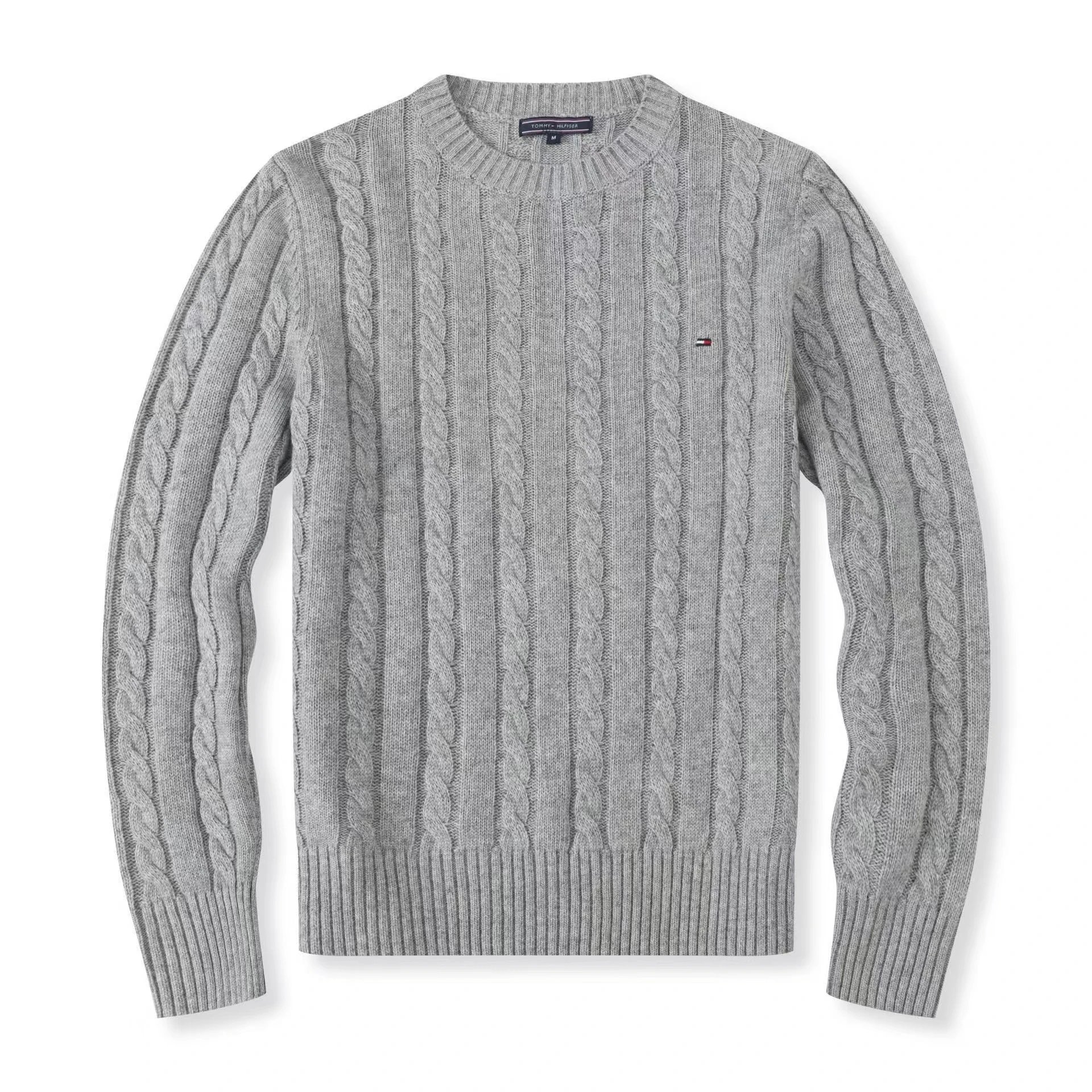 Tommy Hilfiger Cable Knit Sweater Light Blue Classic Crewneck