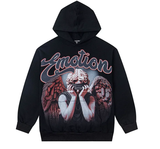 Cream Graphic Print Hooded Sweatshirt