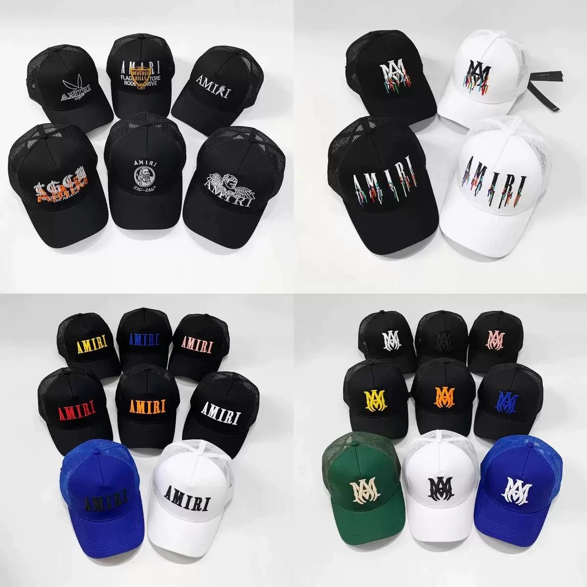 Amiri Trucker Cap Black White Blue Green Multicolor Embroidered Logo