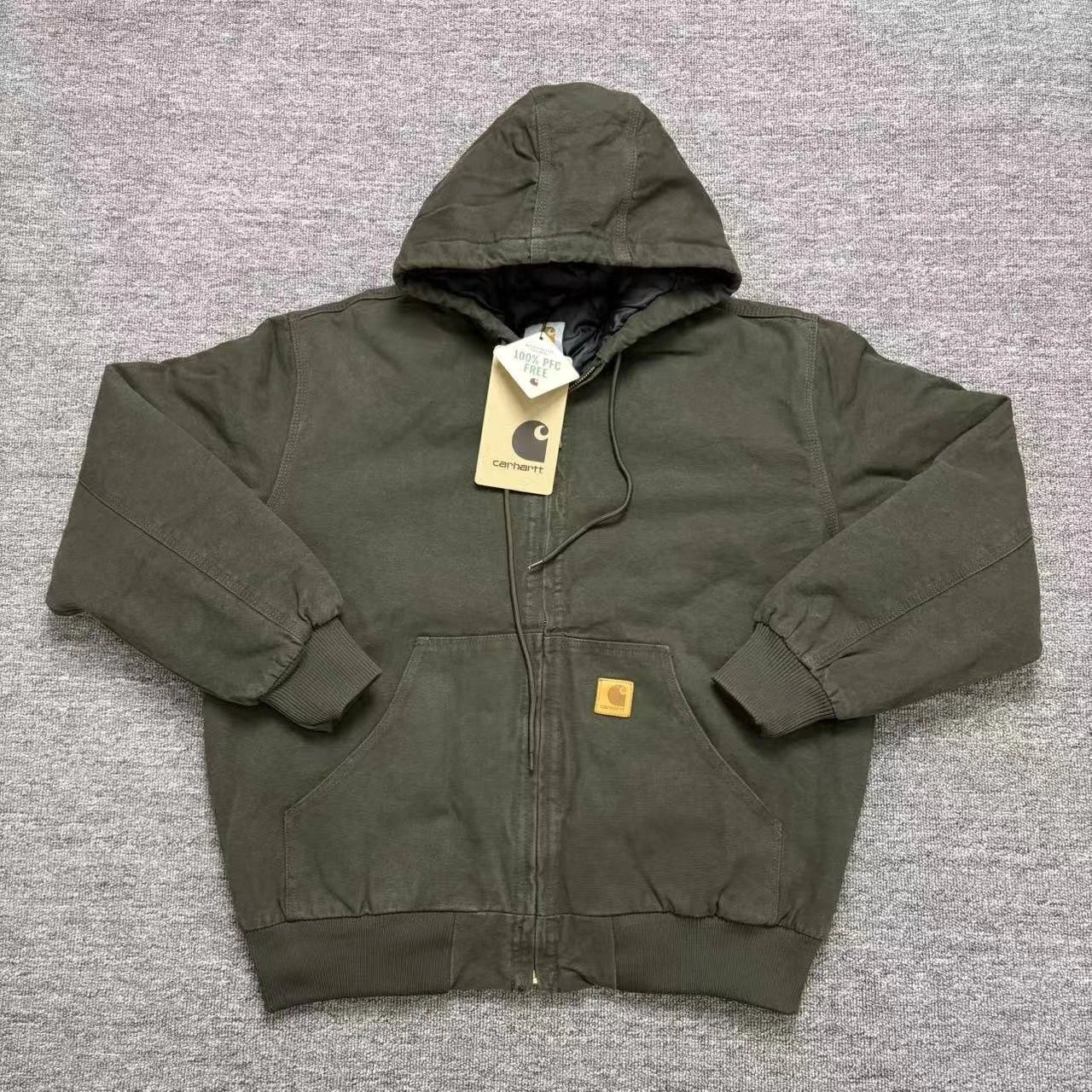 Carhartt Active Jacket Black Charcoal Olive Tan Workwear Hooded Jacket