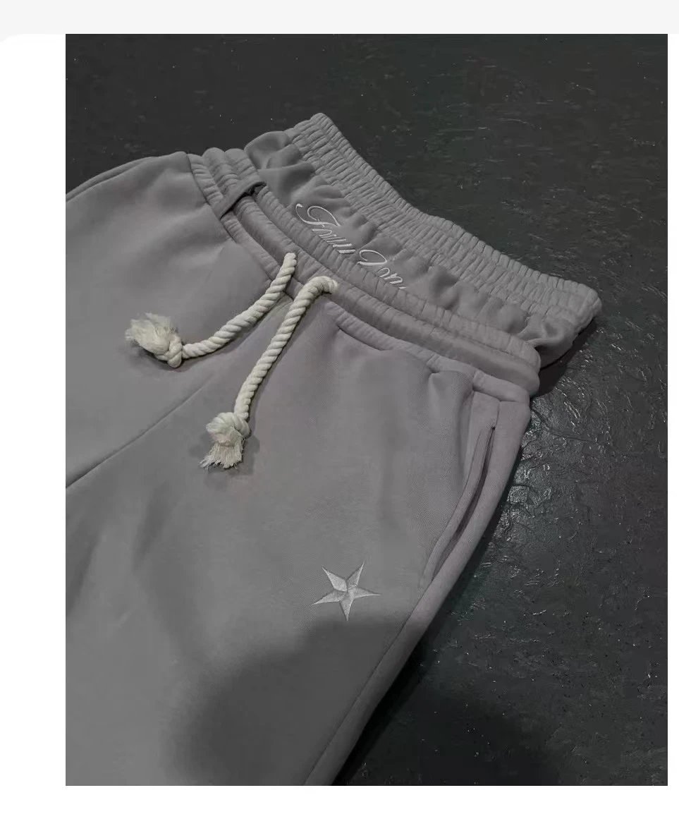 Grey Sweatpants With Number 3 And USA Patch Streetwear