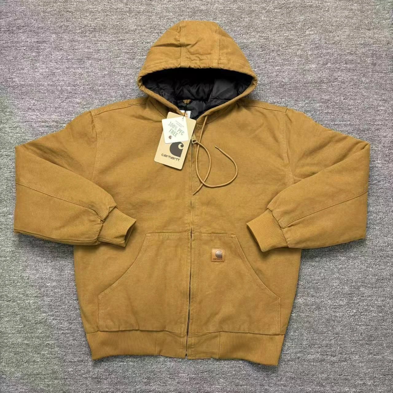Carhartt Active Jacket Black Charcoal Olive Tan Workwear Hooded Jacket