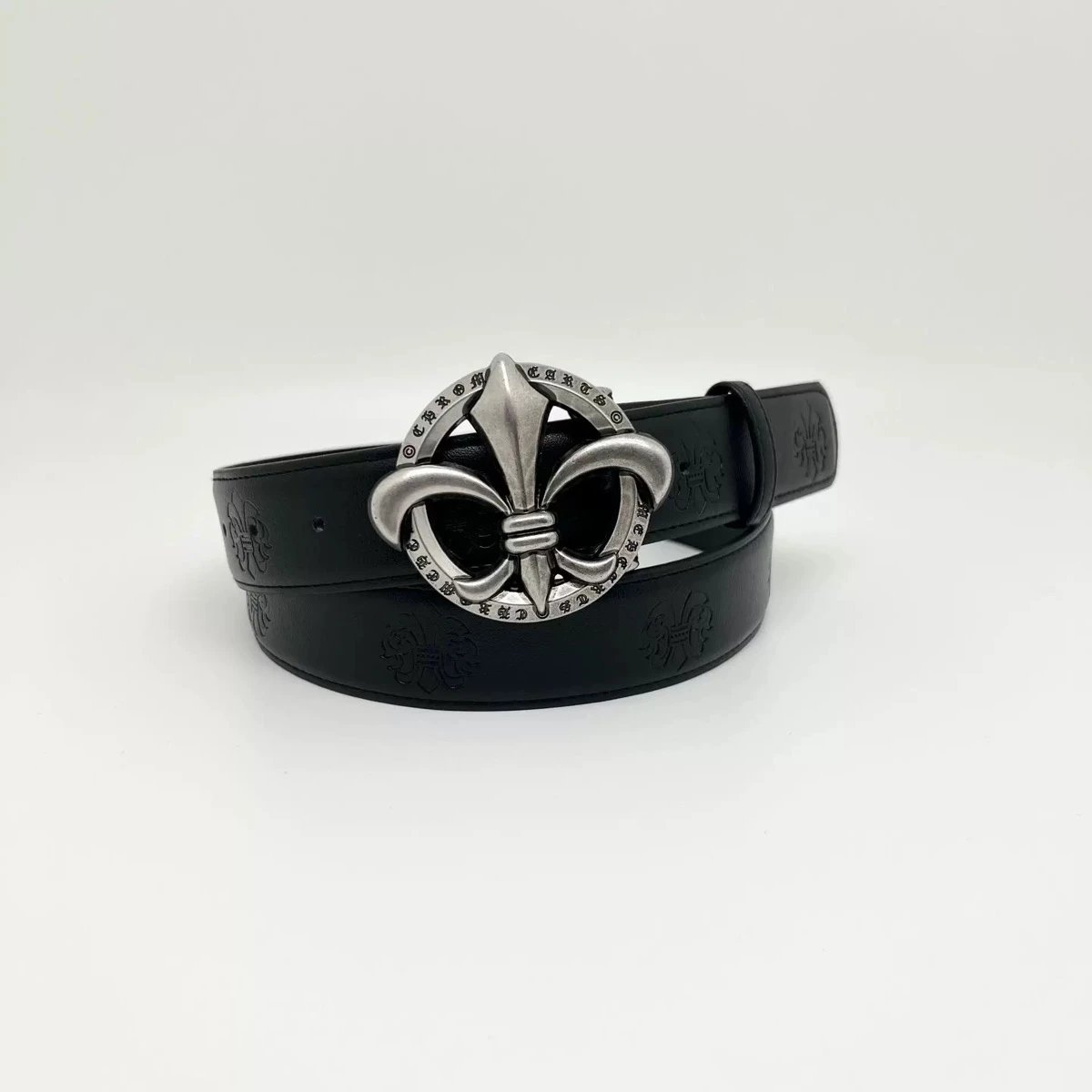 OUYUE Leather Belt Black Multicolor Gothic Cross Punk Belt