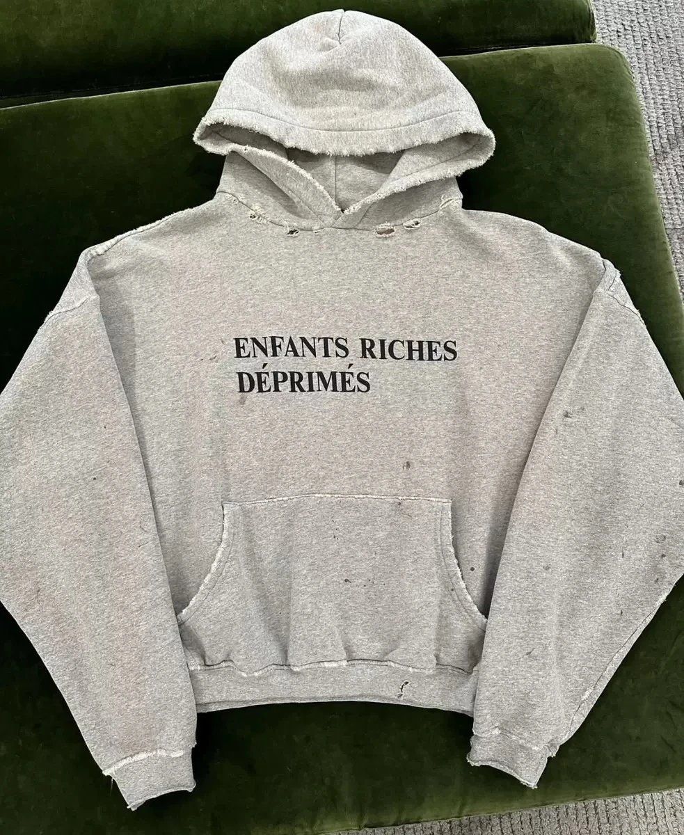 Graphic Print Cropped Hoodie Blue Gray Black Streetwear