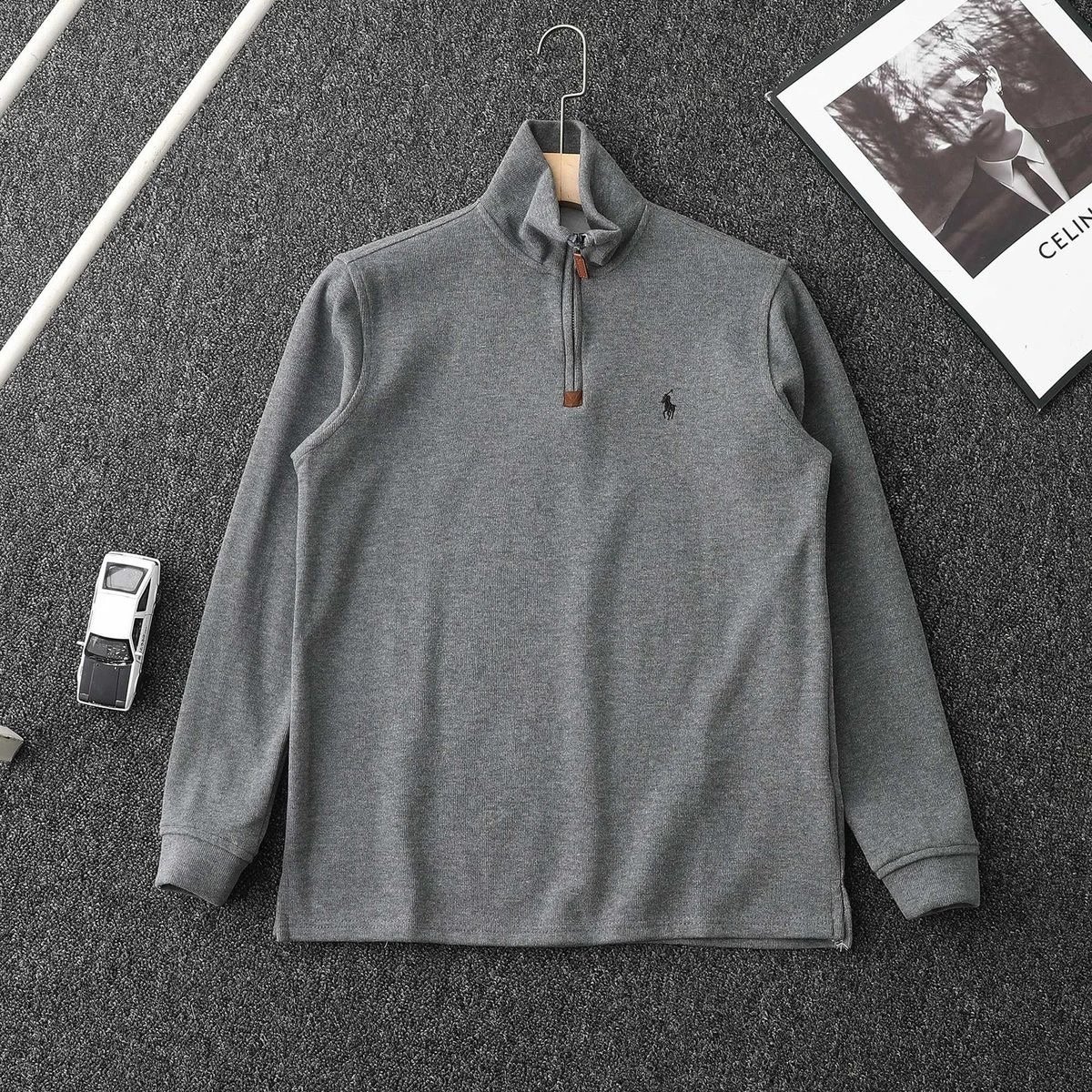 Ralph Lauren Quarter-Zip Pullover Gray White Navy Green Cream Dark Blue Classic