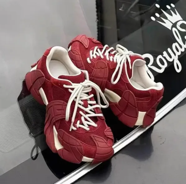 Balenciaga Triple S Red and White Chunky Sneakers - 1