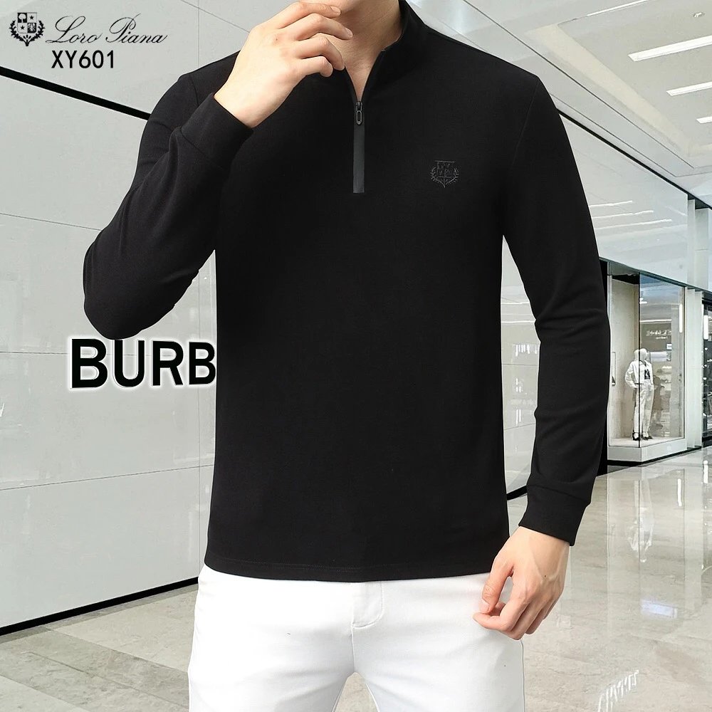 Loro Piana XY601 Black Gray Brown Half-Zip Pullover