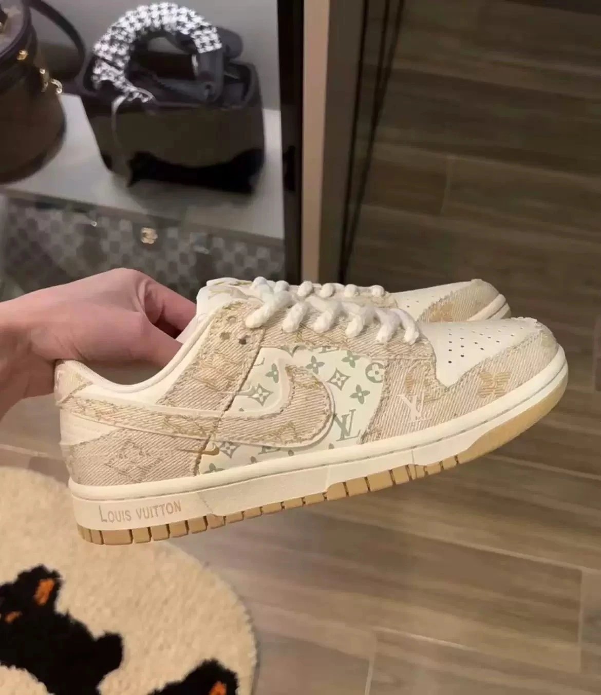 Louis Vuitton Nike Dunk White Monogram Sneakers
