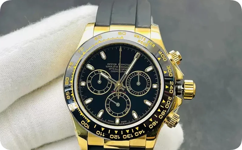 Rolex Daytona Gold Black Dial Chronograph Watch