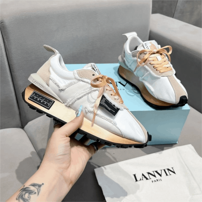 Lanvin White Beige Fashion Sneakers