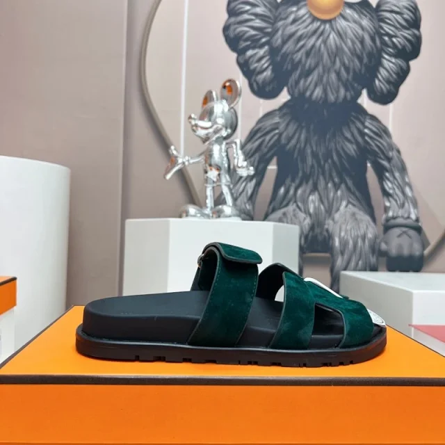 Hermès Sandals Chypre H-cutout suede with adjustable strap product detail image 6