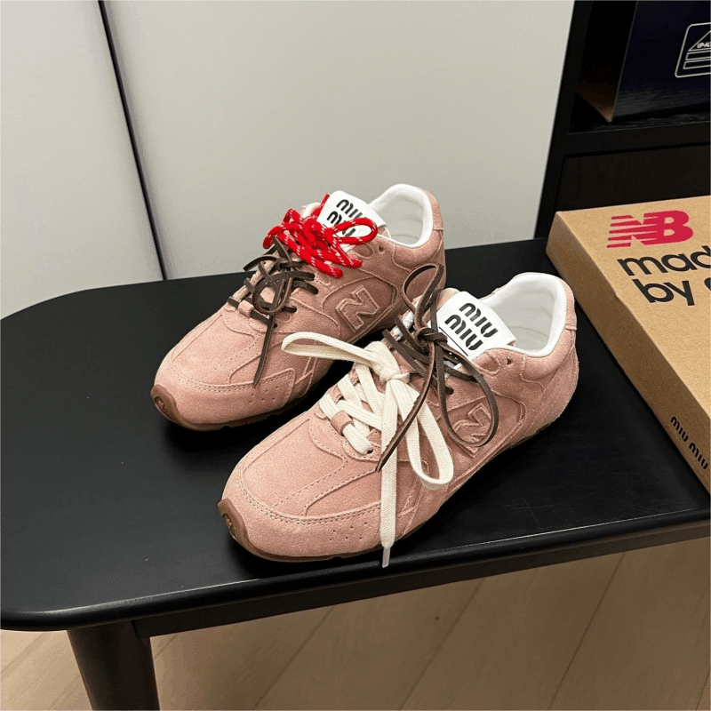 New Balance Miu Miu Pink Suede Casual Sneakers