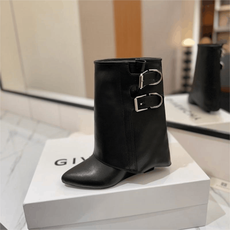 GIVENCHY Ankle Boot Black Buckle Fashion Shoes