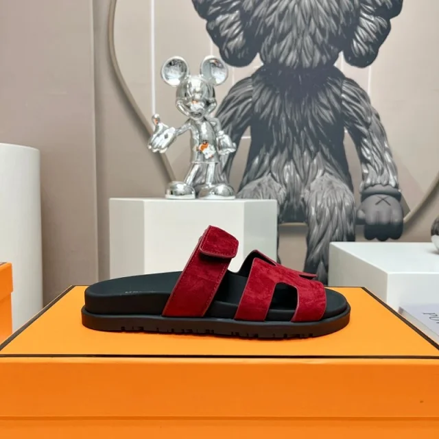Hermès Sandals Chypre H-cutout suede with adjustable strap product detail image 4
