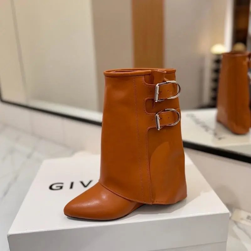 Givenchy Boots Pointed-Toe Double-Buckle Mid-Calf — 3