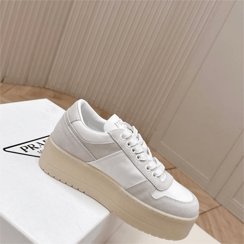 Prada White Platform Casual Sneakers