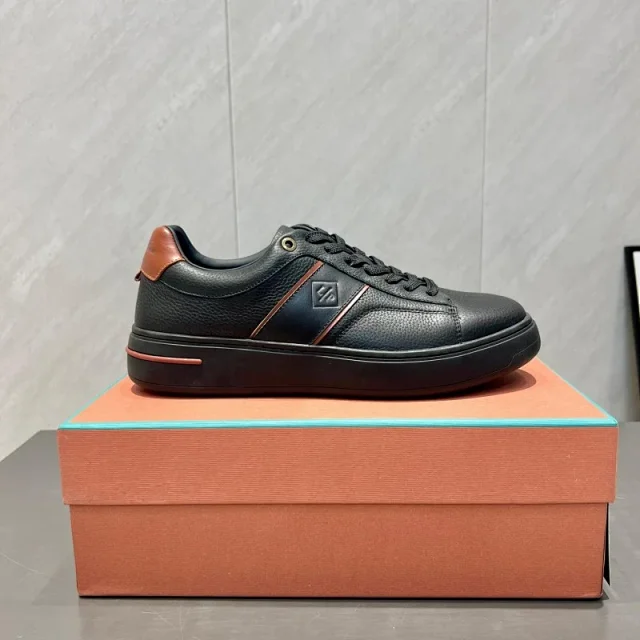 Loro Piana Sneakers Low-top lace-up leather with contrast side stripes product detail image 8