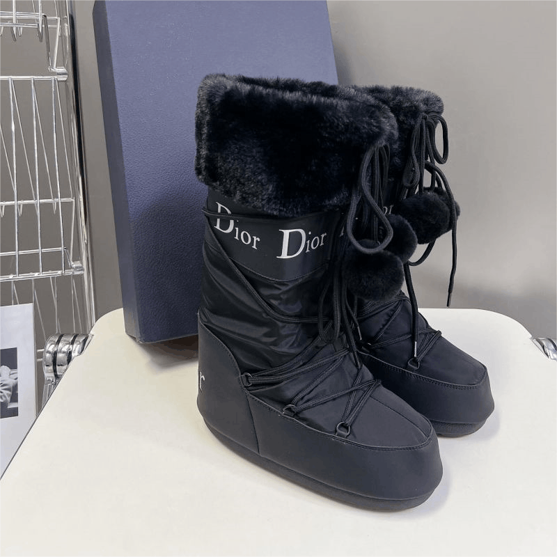 Dior Winter Black Fur Lined Boots