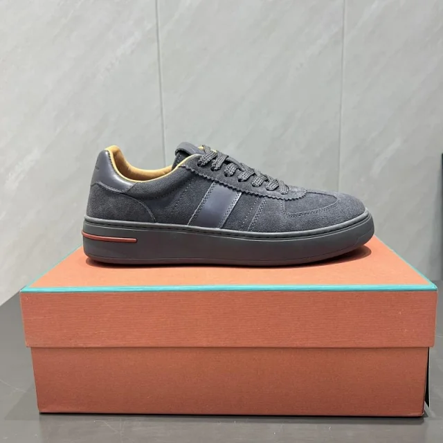 Loro Piana Sneakers Low-top lace-up leather with contrast side stripes product detail image 6
