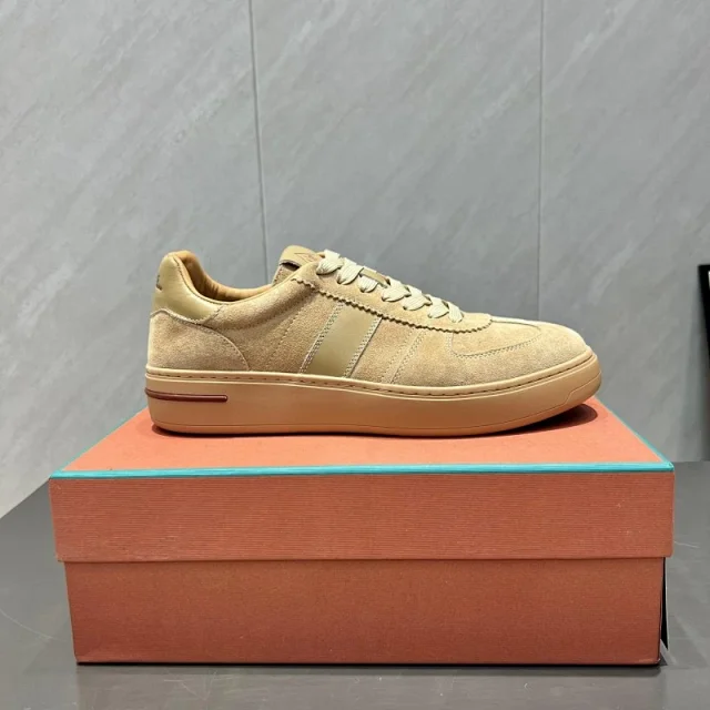Loro Piana Sneakers Low-top lace-up leather with contrast side stripes product detail image 5
