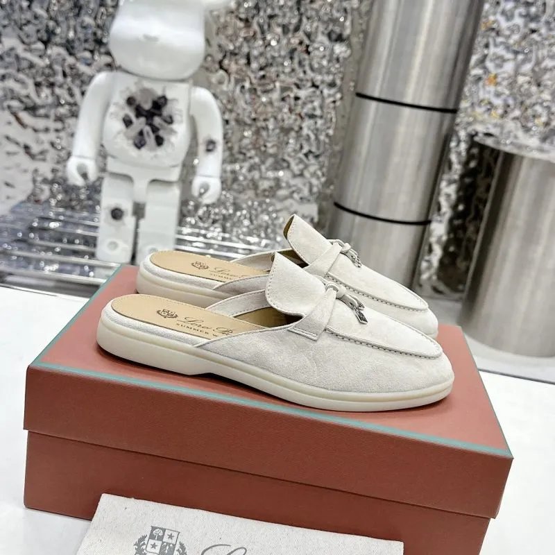 Loewe Loafer Mule Off-White Suede Slippers