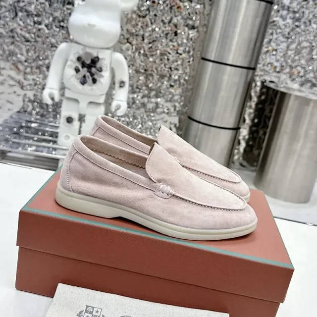 Loro Piana Leather Shoes Suede slip-on loafers with white rubber soles product detail image 21