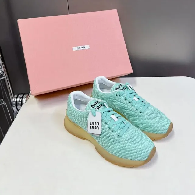 Miu Sneakers Mesh lace-up with gum sole product detail image 2