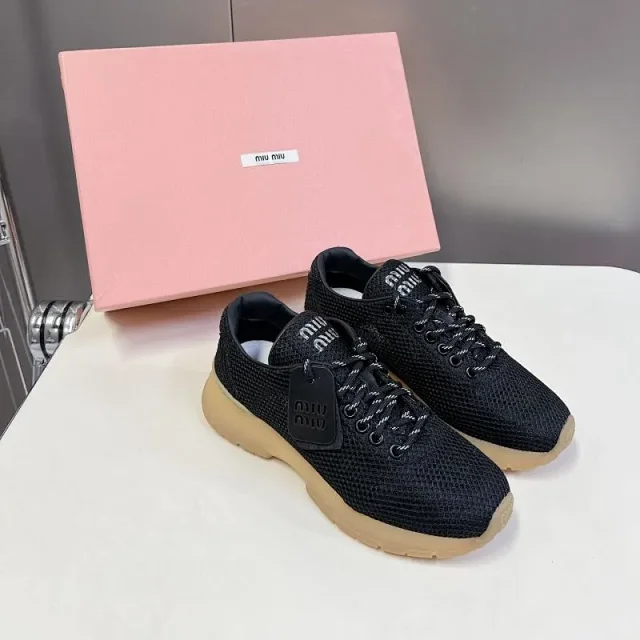 Miu Sneakers Mesh lace-up with gum sole product detail image 1