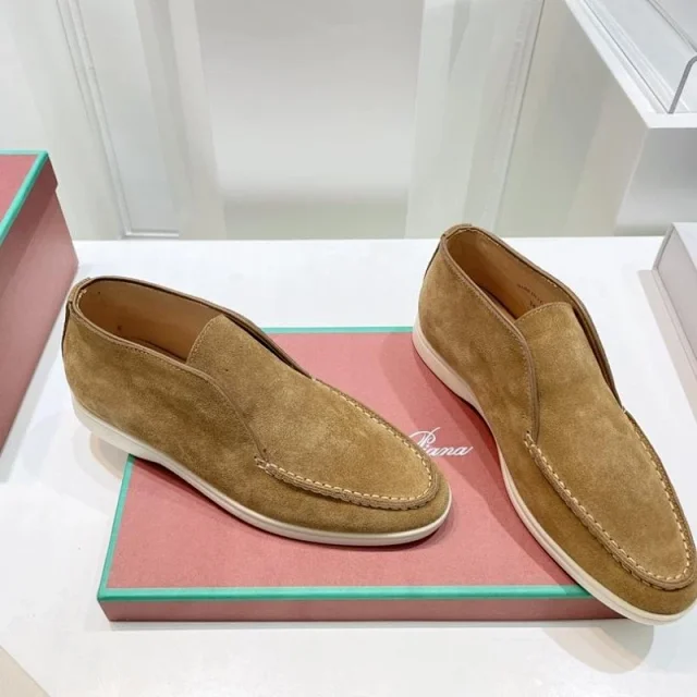 Loro Piana Leather Shoes Open Walk suede ankle loafers product detail image 16