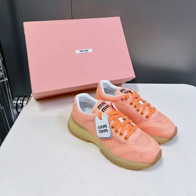 Miu Sneakers Mesh lace-up with gum sole product detail image 3