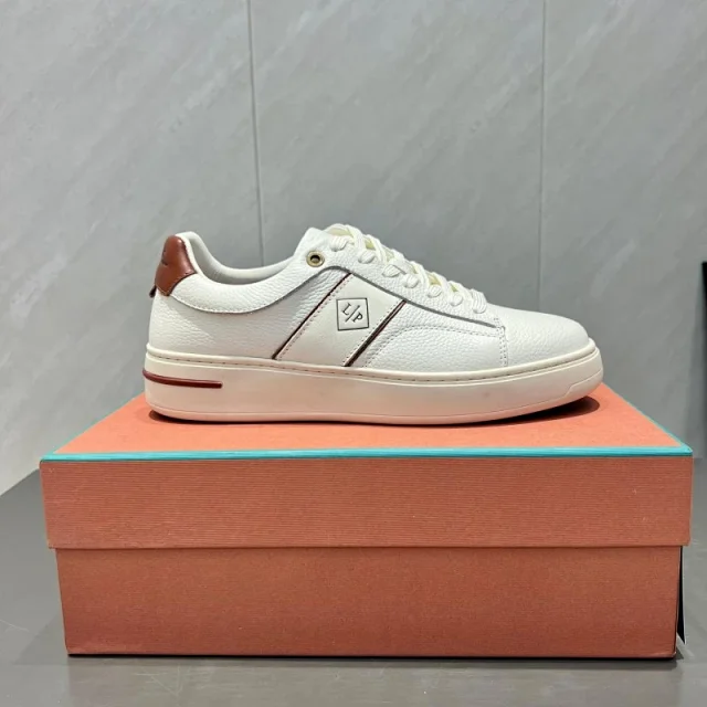 Loro Piana Sneakers Low-top lace-up leather with contrast side stripes product detail image 7