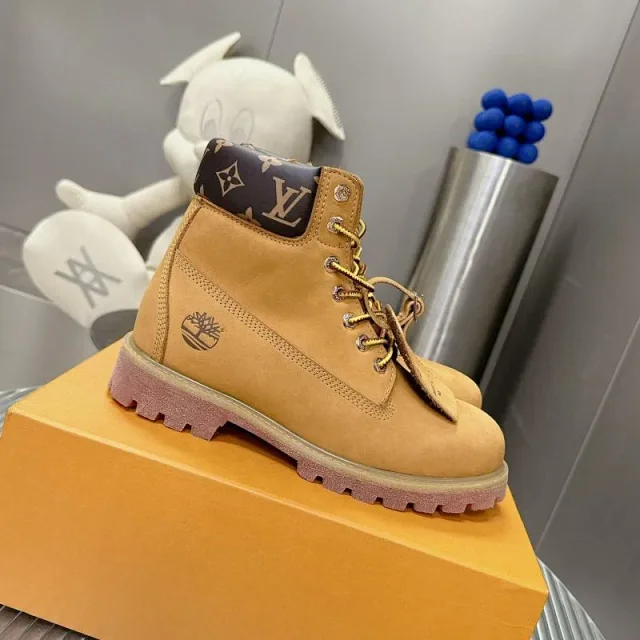 Louis Vuitton Boots Monogram lace-up work with Timberland tree-logo detailing product detail image 1