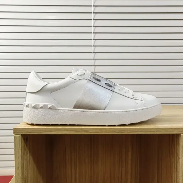 Valentino Rockstud Spike Low-Top Sneakers White with Gold Panel - 27