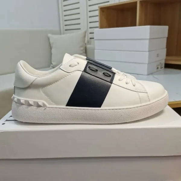 Valentino Rockstud Spike Low-Top Sneakers White with Gold Panel - 21