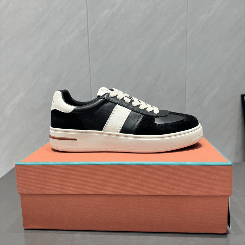 Black White Leather Casual Sneakers