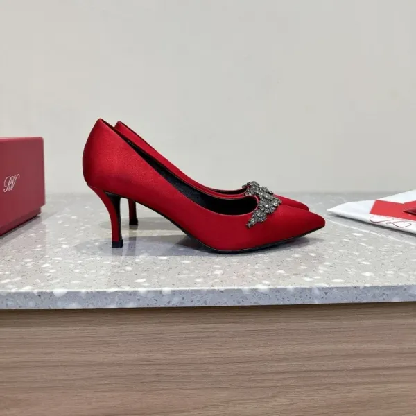 Design Pointed-Toe Stiletto Heel with Crystal Embellishment Silver Glitter Heels - 4