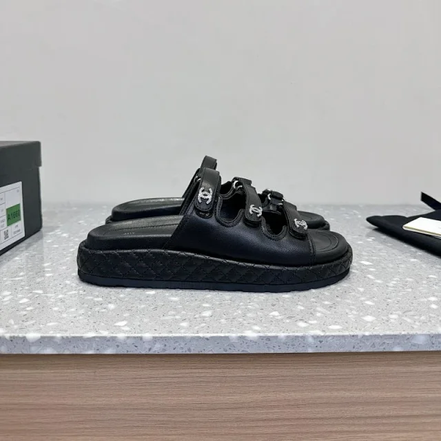 Chanel Slippers Quilted Platform Mule with CC Hardware product detail image 1