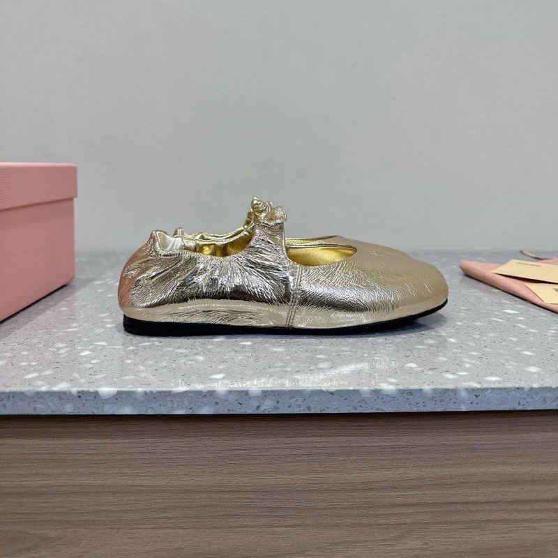 Design Silver Metallic Mary Jane Flats with Buckle Strap and Bow Detail Loafers - 3