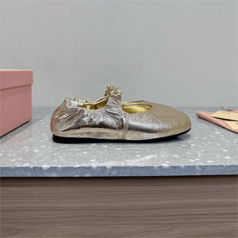 Gold Metallic Ballet Flat Casual Shoes