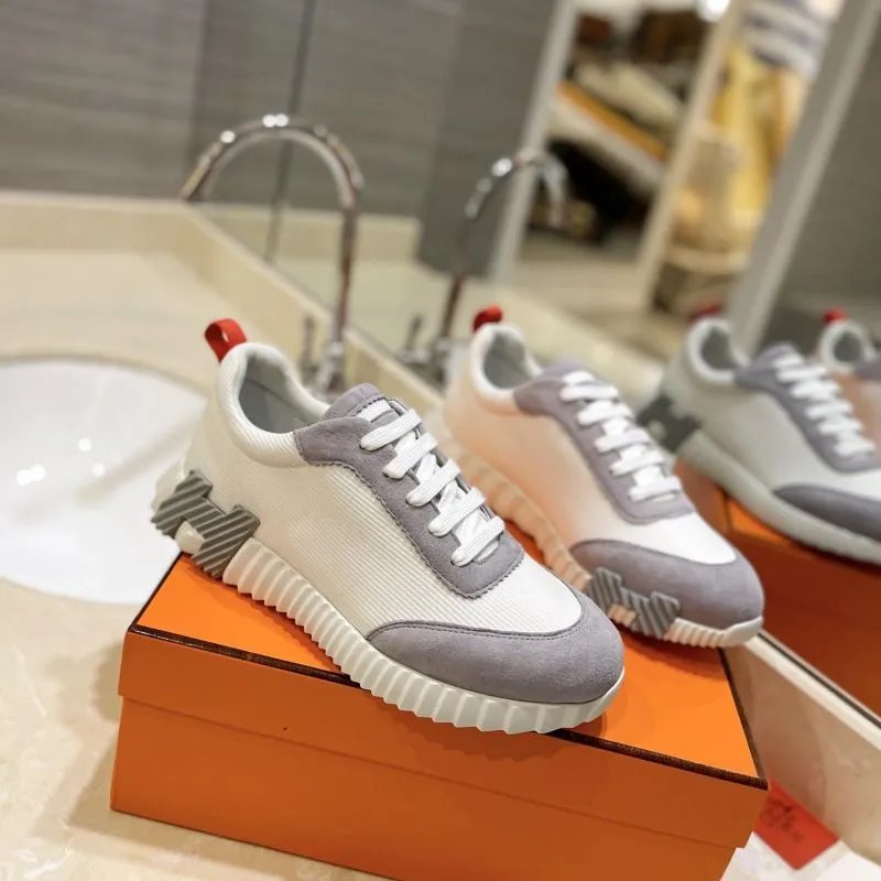 Hermès H-Boot Sneakers White Gray Red Sneakers