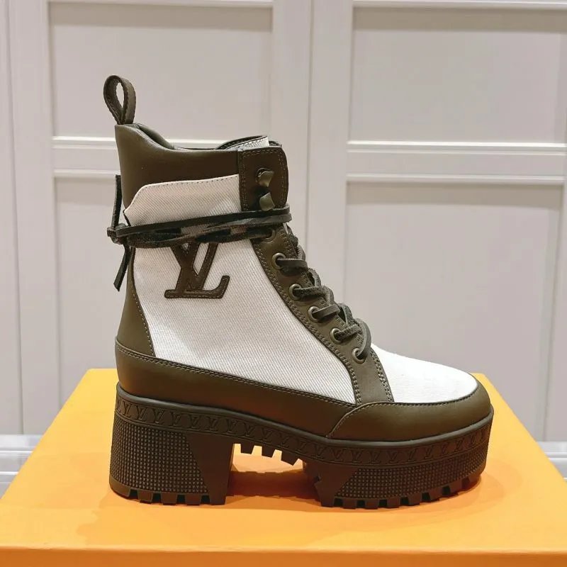 Louis Vuitton Boots Platform lace-up ankle with buckle straps and block heels — 5