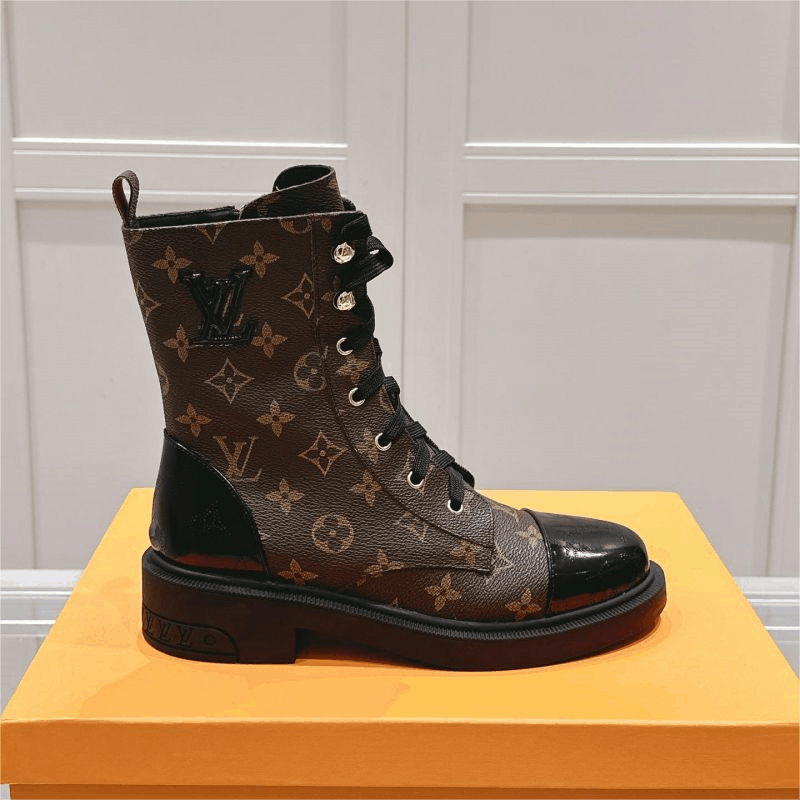 Louis Vuitton Monogram Brown Leather Combat Boots