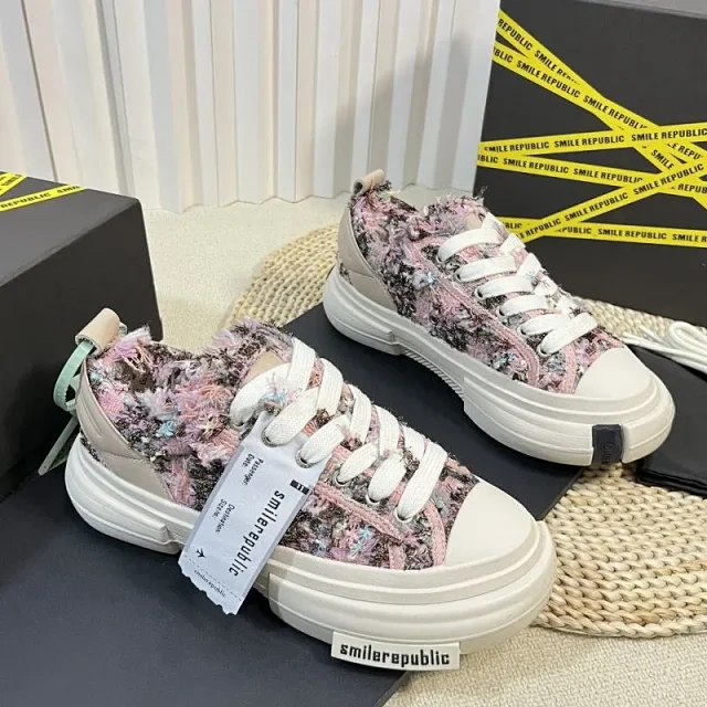 SMILEREPUBLIC Sneakers Low-top frayed canvas with chunky soles product detail image 5