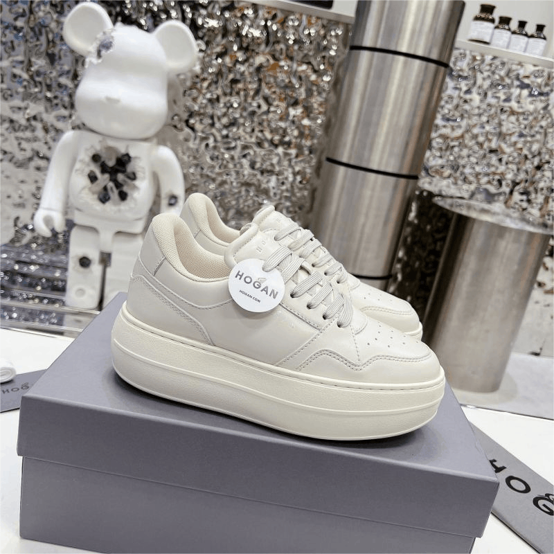 Hogan White Leather Platform Sneakers
