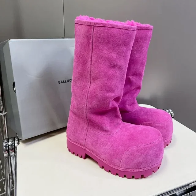 Balenciaga Boots fur-lined suede platform with lug soles product detail image 3